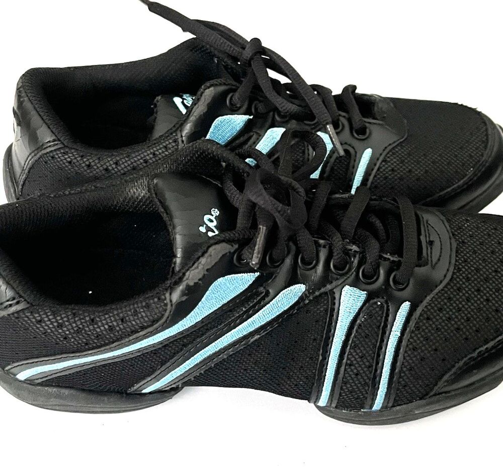 Capezio Bolt Dansneaker DS30 Women's  Black & Aqua Dance Shoe Sneaker Size 7 - Picture 2 of 8